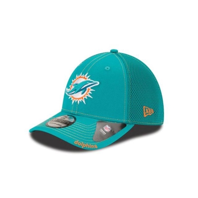 Blue Miami Dolphins Hat - New Era NFL Neo 39THIRTY Stretch Fit Caps USA4590832